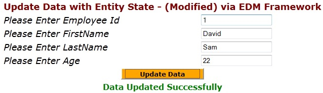 Data updated successfully